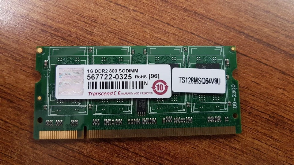 LOT OF 2 PCS. TRANSCEND  TS128MSQ64V8U RAM Memory Module, 1 GB, 800 MHz - Image 1 of 1