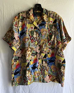 Camisa Blusa de Seda Multicolor Vintage Nicole Miller Talla M - Imagen 1 de 5