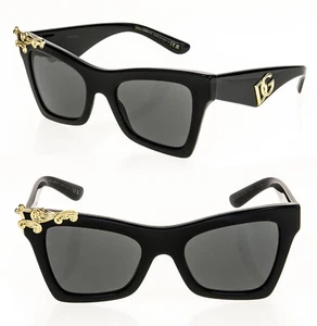 DOLCE & GABBANA CROSSED Logo 4434 Black Baroque Sunglass Perry Fashion DG4434 - Picture 1 of 10