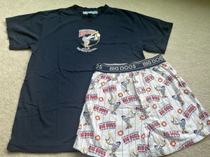 Vintage Big Dogs Kids Baseball 2 pc Short Pajamas Youth XL 16/18 EUC - Picture 1 of 4