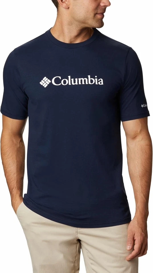 Columbia Men's CSC Basic Logo Cotton, Short Sleeve T-Shirt in Navy and Grey, New - Image 1 of 4