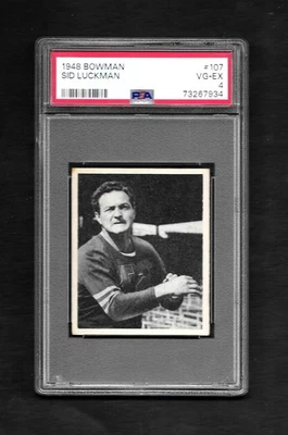 1948 BOWMAN #107 SID LUCKMAN RC - PSA 4 -  CHICAGO BEARS - CENTERED - HOF - Image 1 of 2