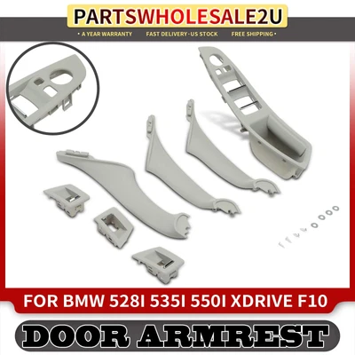 Juego de 7 molduras de cubierta de panel de manija de puerta interior gris izquierda y derecha para BMW F10 528i Foto 1 de 4