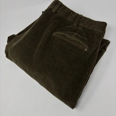 Brooks Brothers Corduroy Pants 38x30 Wide-Wale Pleated Brown USA Straight READ - Image 1 of 4