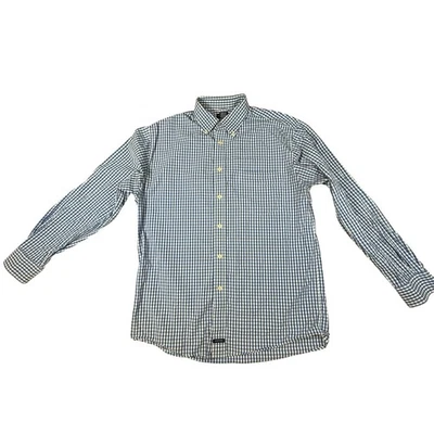 Structure Black White Mens M Dress Shirt Gingham Check Plaid Long Sleeve Vtg - Image 1 of 4