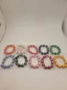 Lot Of 10 Beaded Stretch Braclets In Different Colors - Picture 1 of 7