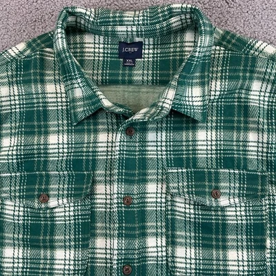 J. Crew Soft Knit Shirt Mens XXL Tartan Plaid Green White Flannel Outdoor Casual - Image 1 of 4