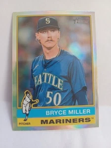 2025 Topps Heritage Chrome Refractor #107 Bryce Miller Seattle Mariners - Picture 1 of 2