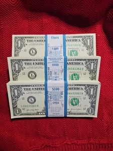 2017 Bundle Of 1 Dollar Bills Sequential Uncirculated $100.00 Face Value... - Picture 1 of 2