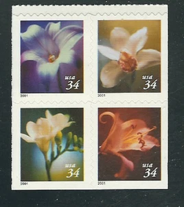 Scott # 3487/90...34 Cent...Flowers...Bklt Pane of 4 - Picture 1 of 1