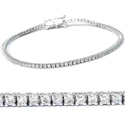 Brazalete Tenis Diamantes Reales Corte Redondo 2ct TW Oro Blanco 14K 7" Foto 1 de 4