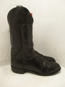 Justin Black Roper Style 3135 Cowboy Boots Mens Size 10.5 C Vibram Sole USA - Picture 1 of 15