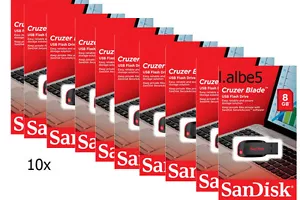 10x SanDisk 8GB Cruzer Blade 8G USB2.0 USB Flash Drive Disk CZ50 Lot of 10pcs - Picture 1 of 1
