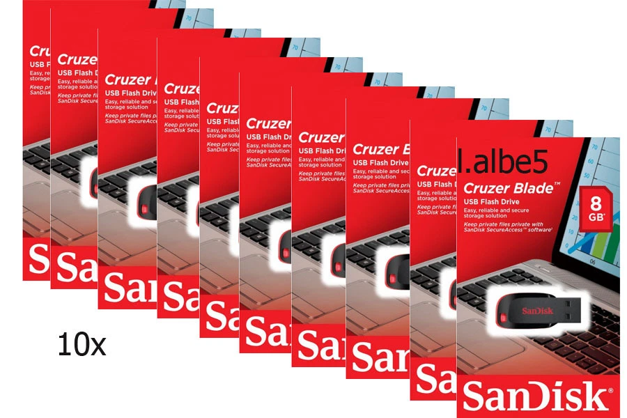 10x SanDisk 8GB Cruzer Blade 8G USB2.0 USB Flash Drive Disk CZ50 Lot of 10pcs - Image 1 of 1