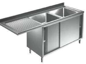 Spülcenter mit 2 Becken rechts 1600 x 600 Spültisch Gastro Spüle Spülbecken - Bild 1 von 1