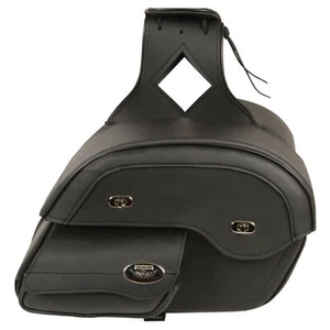 14" W BLACK PVC CRUISER STYLE SLANTED THROW OVER SADDLEBAGS FOR YAMAHA - USA16 - Bild 1 von 4