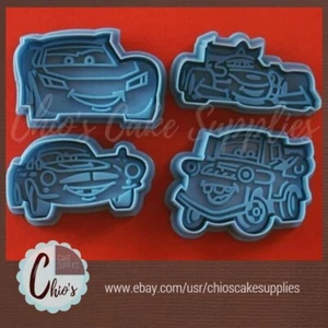 Race Cars Plunger Cookie Cutters With Stamp, 4 pieces set. - Picture 1 of 4