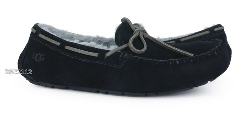 UGG Olsen ciabatte nere in pelliccia scamosciata da uomo taglia 12 *nuove con scatola*