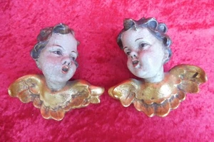 Putten -Paar , Engel , 2 schöne , alte Holzfiguren , Putto , Holzputten - Picture 1 of 5