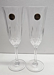 Capri 24% Lead Crystal Set Of 2 Wine Stem Glass 8.25" Tall Italy - Picture 1 of 5