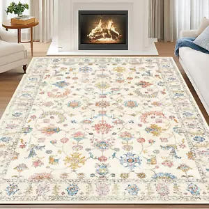 5X7 Area Rug Print Washable for Living Room Low Pile Non Slip Soft Thin Carpet B - Picture 1 of 9