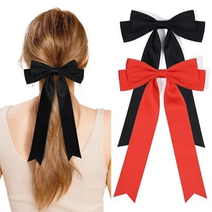 2PCS Hair Bows for Women Hair Clip Black Red Hair Ribbon Hair Accessories Bow... - Picture 1 of 7
