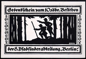 BERLIN 1922 XX-RARE "8. Pfadfinderabteilung" 5 Pfennig German Boy Scouts Notgeld - Picture 1 of 2