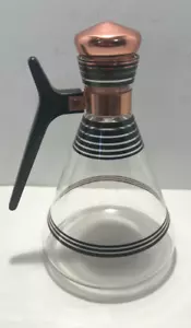 Vintage Pyrex Kaffee Karaffe Dekanter mit Kupfer Stopfen mit Korkeneinsatz Inland Glow - Bild 1 von 20