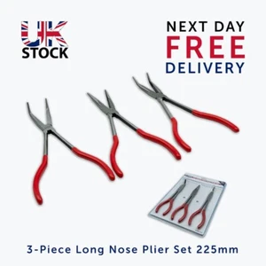 3-Piece Long Nose Plier Set Straight 90° Angled 45° Angled 280mm - Picture 1 of 12