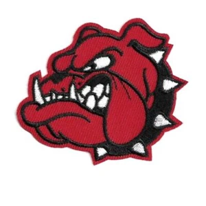 RED BULLDOG IRON ON PATCH 2.5" Devil Dog Biker Rockabilly Embroidered Applique - Picture 1 of 2
