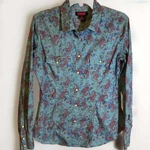 ROCK & ROLL Cowgirl Pearl Snap Front Langarmshirt, Gr. Large, Paisley - Bild 1 von 8