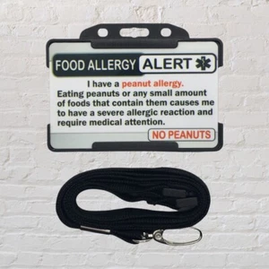 Peanut Allergy Alert Awareness Card And Lanyard - Picture 1 of 6