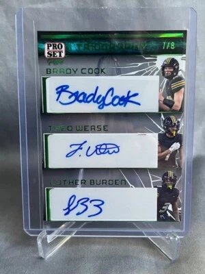 2023 Pro Set Pure BRADY COOK THEO WEASE LUTHER BURDEN Triography Auto /8 MIZZOU! - Image 1 of 3