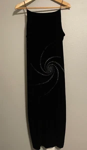 Vintage Roberta Womens Maxi Dress Small Black Velvet Glitter Abstract Whimsigoth - Picture 1 of 9