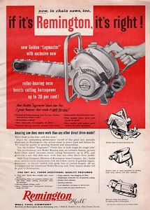 1957 Remington Golden Logmaster Kettensäge Original Printanzeige - Bild 1 von 1