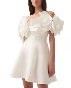 Aje Etta Mini Dress Off The Shoulder Floral Design Ivory Size 8 AU/UK 4 US - Picture 1 of 8