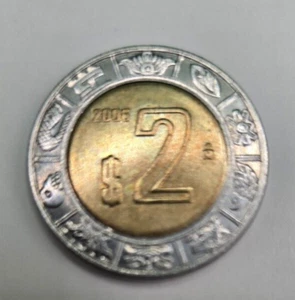 2006 Mexico 2 Pesos KM#604, bimetallic - Picture 1 of 2