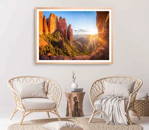 Mountain & Forest Print, Nature Wall Art, Forest Framed Mountain Wall Art - Foto 1 di 5