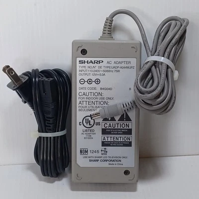 SHARP UADP-A044WJPZ AC Power Adapter 12V - 5.0A for LC-20S1U LC-20S2U-S ORIGINAL - Image 1 of 4