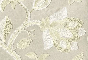 Texture Tessuti Ricamati a Mano Tessuto Floreale Cordato - Plymouth Naturale 2,65 iarde - Foto 1 di 1