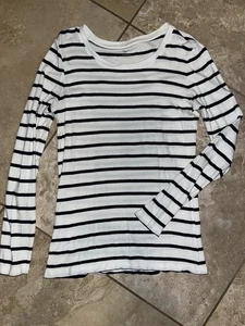 Gap Supersoft White Navy Blue Striped Long Sleeve Top Medium - Picture 1 of 2