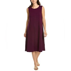 Eileen Fisher Dress Sleeveless Swing Summer Organic Cotton Stretch Purple 1X - Imagen 1 de 5