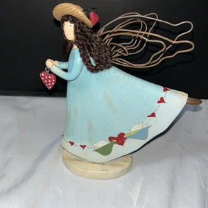 Vintage Country Gatherings by Russ handbemalte Engel Figur - blauer Engel/Herz - Bild 1 von 5