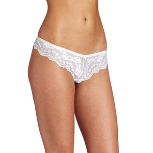 Felina Women's Lace Appeal Low Rise Thong Panty, White, Medium - Picture 1 of 2