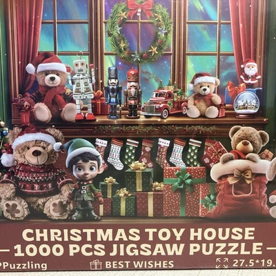 New Sealed 1000 Pcs Christmas Toy House Jigsaw Puzzle Holiday Santa Claus Gift - Image 1 of 4