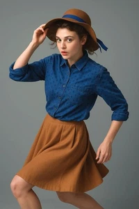 Jones New York Sport Large Navy Blue Circle Pattern Button Up Top Urban Heritage - Picture 1 of 16