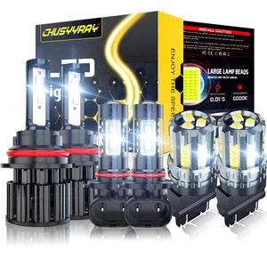 For 1999-2003 Ford F 150 6PC LED Headlight+Trun Signal Light+Fog Light Blubs Kit - Picture 1 of 16