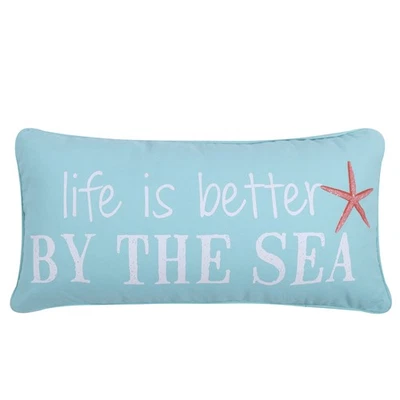 Teal Life is Better by the Sea Pillow - Levtex Home - Image 1 of 3