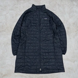 Patagonia Jacke Damen XL Navy Blau Nano Puff Parka Full Zip Lang Mantel Outdoor - Bild 1 von 5