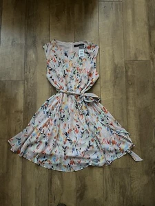 Wallis Pink floral dress with waist ties UK Size 16 New With Tags - Afbeelding 1 van 9